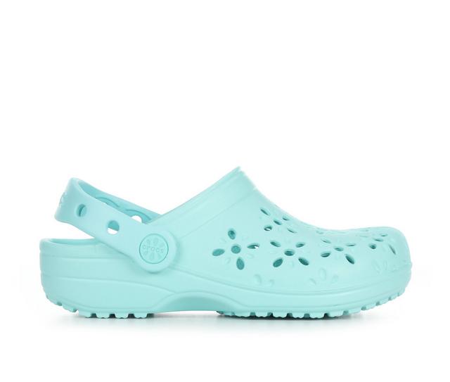 Kids' Crocs Little Kid & Big Kid Classic Floral Cut Out Clogs in Aquamarine color