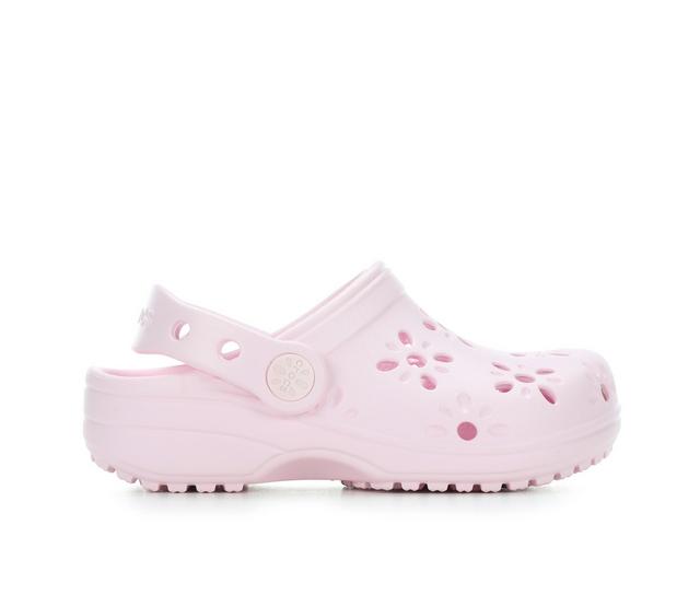 Kids' Crocs Infant & Toddler Classic Floral Cut Out Clogs in Pink Milk color