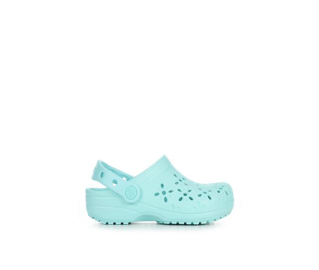 Kids' Crocs Infant & Toddler Classic Floral Cut Out Clogs in Aquamarine color