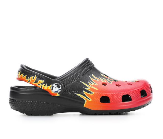 Kids' Crocs Little Kid & Big Kid Classic Flames Clogs in Black/Multi color