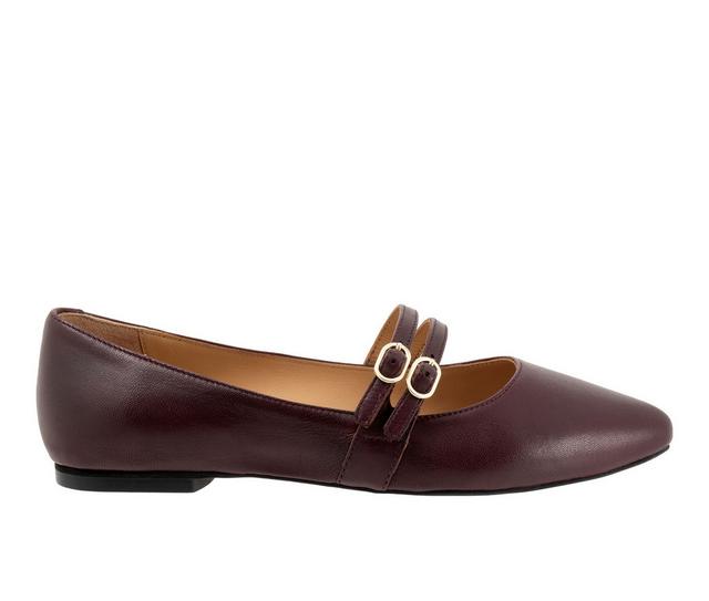 Women's Trotters Emerald Mary Jane Flats in Oxblood color