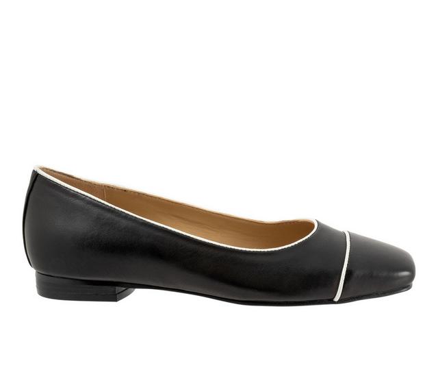 Women's Trotters Harbor Flats in Black/White color