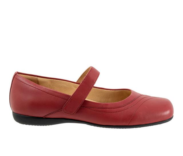 Women's Trotters Sherese Mary Jane Flats in Dark Red color