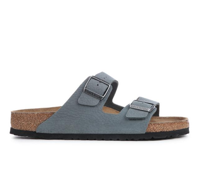 Men's Birkenstock Arizona Desert Buck Footbed Sandals in Basalt Grey color
