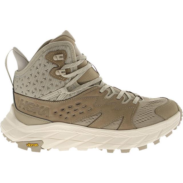 Women's Hoka Anacapa Breeze Mid Hiking Boots in Tan color