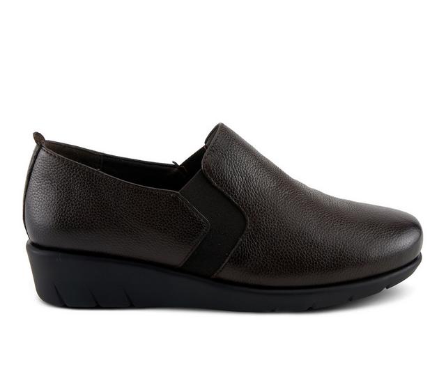 Women's SPRING STEP Arete Wedge Slip-ons in Dark Brown color