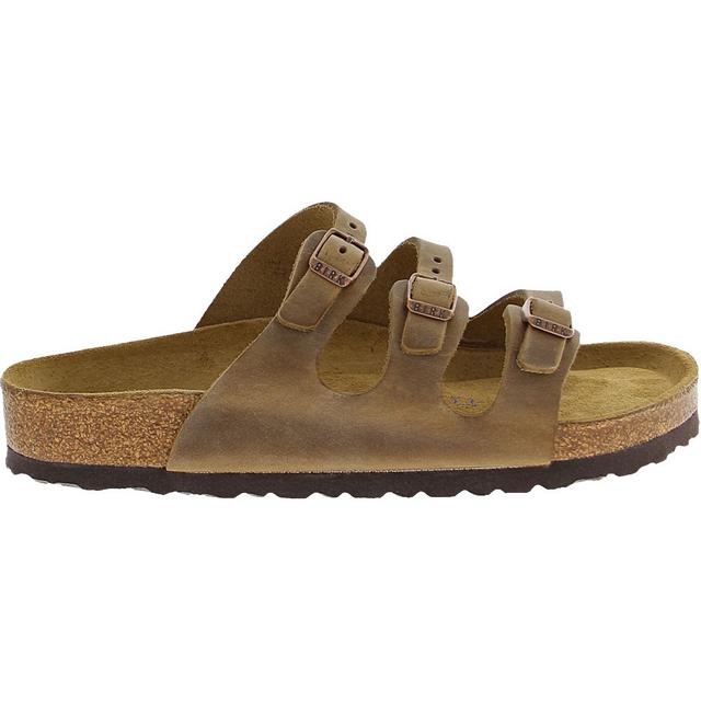 Birkenstock Florida Soft Oil Lea Footbed Sandals in Tan color