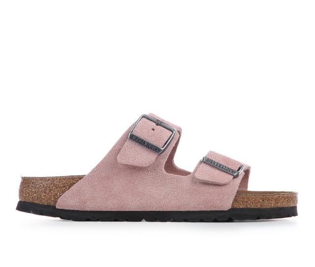 Women's Birkenstock Arizona Suede Footbed Sandals in Pink Clay Suede color
