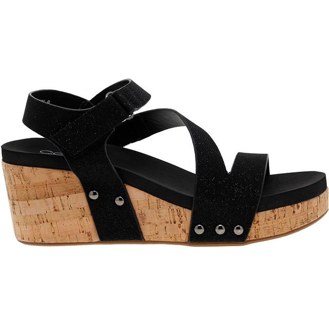 Corky's Spring Fling Wedges in Black Silver color