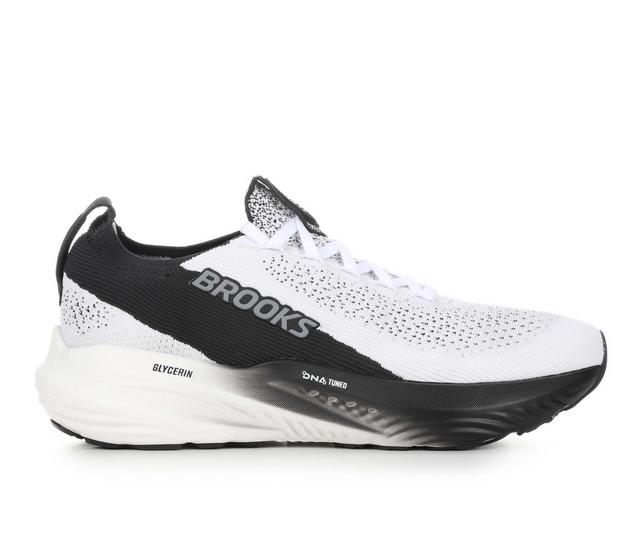 Men's Brooks Glycerin Stealth Fit 22 Running Shoes in White/Black color