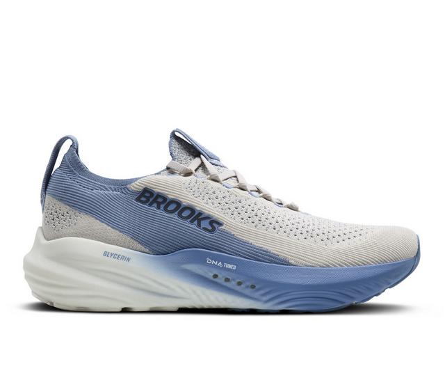 Men's Brooks Glycerin Stealth Fit 22 Running Shoes in Grey/Blue color