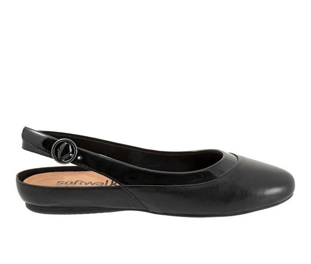 Women's Softwalk Sheffield Slingback Flats in Black color