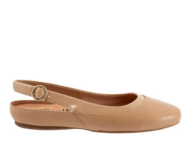 Women's Softwalk Sheffield Slingback Flats in Beige color