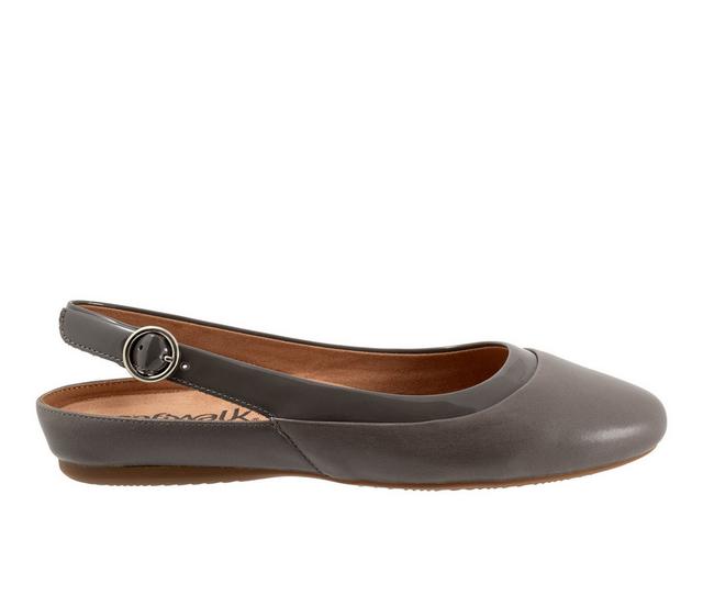 Women's Softwalk Sheffield Slingback Flats in Grey color
