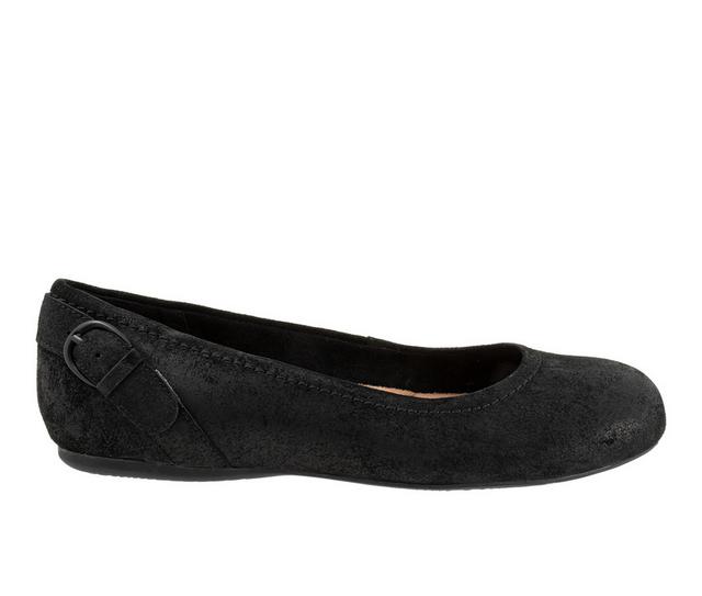 Women's Softwalk Sydney Flats in Black Suede color