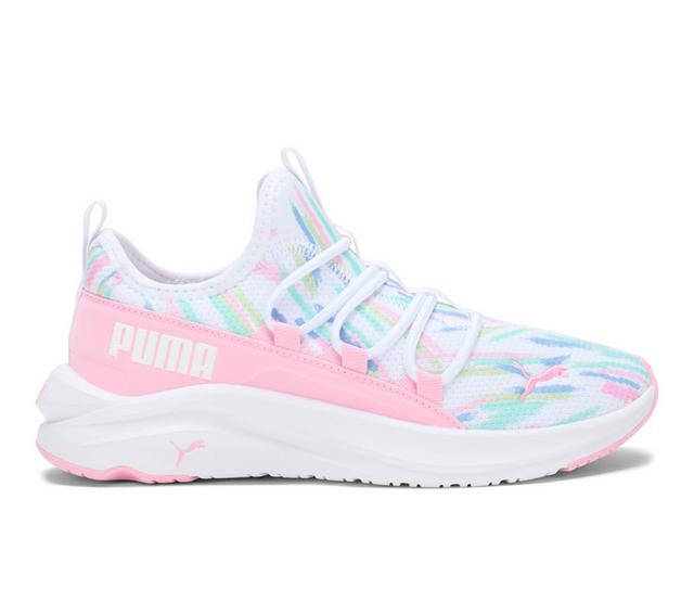 Girls' Puma Big Kid One 4 All Rainbow Brush Running Shoes in white color