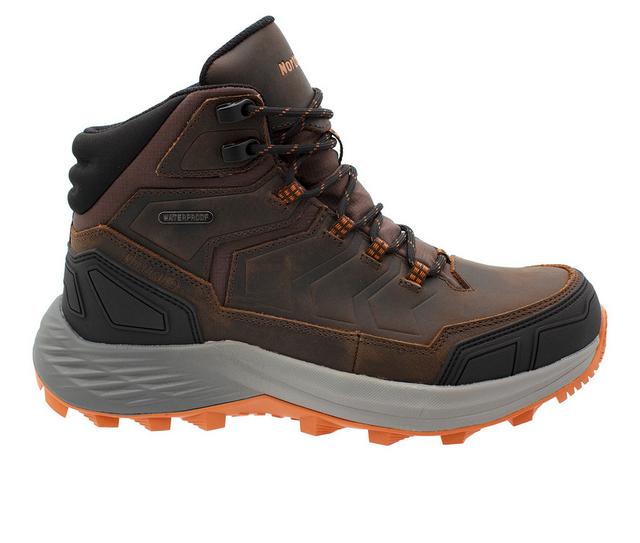 Men's Northside Apline Ridge Mid Waterproof Hiking Boots in Dark Brown/Oran color