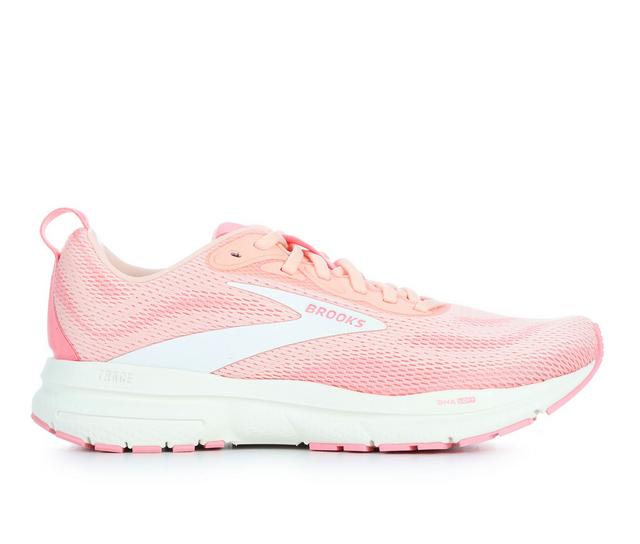 Women's Brooks Trace 4 Running Shoes in Peach/Grey color