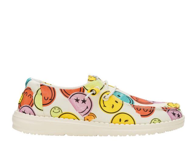 Women's HEYDUDE Wendy Smiley Casual Shoes in Cream/Multi color