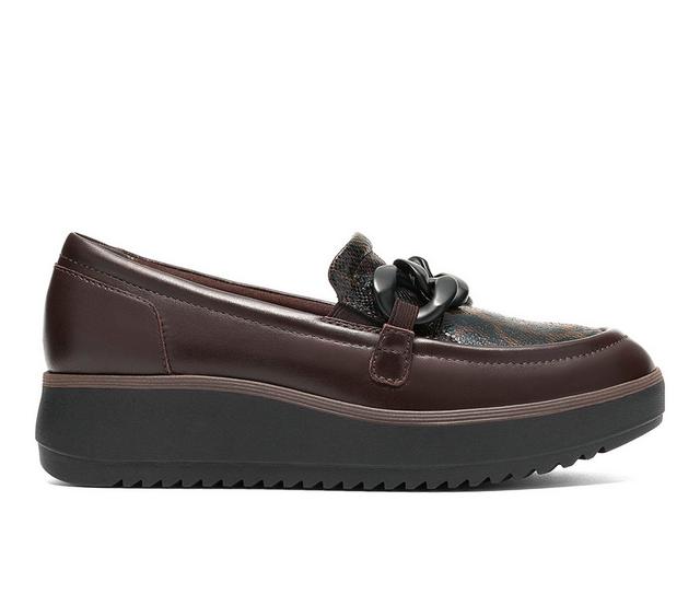 Women's Clarks Zylah May Platform Loafers in Dark Brown Int color