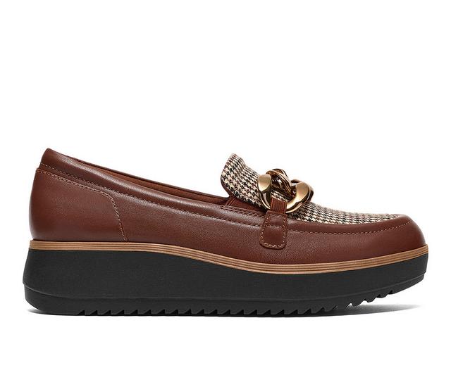 Women's Clarks Zylah May Platform Loafers in British Tan color