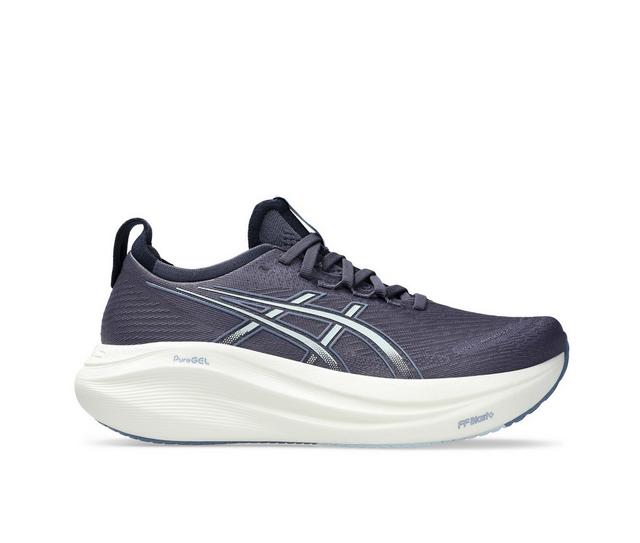 Women's ASICS Gel Nimbus 27 Running Shoes in Navy/Grey color