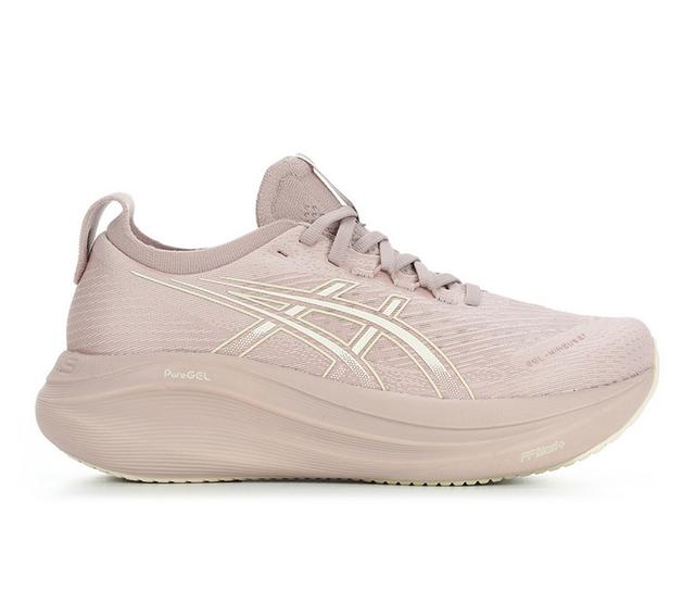 Women's ASICS Gel Nimbus 27 Running Shoes in Fawn/Birch color