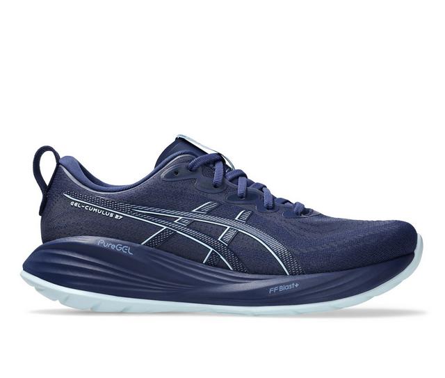 Men's ASICS Gel Cumulus 27 Running Shoes in Indigo/Grey color