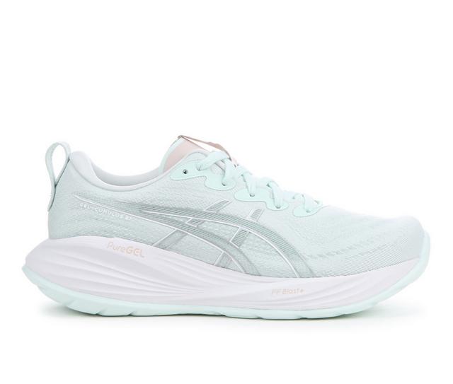 Women's ASICS Gel Cumulus 27 Running Shoes in Aqua/White color