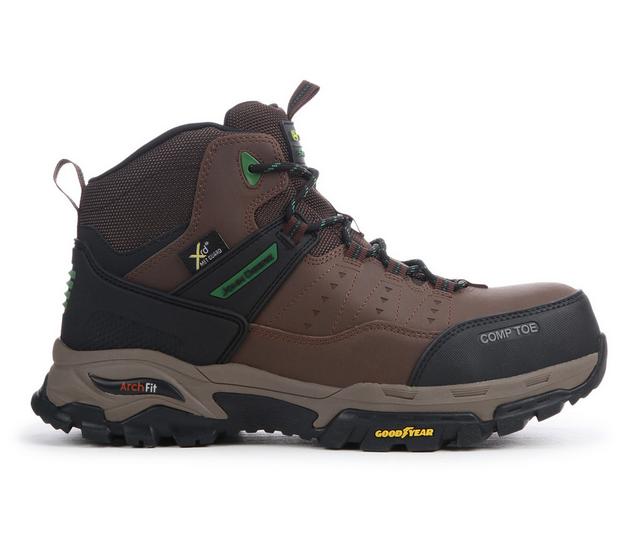 Men's John Deere by Skechers 256018 Tarver Arch Fit Internal MetGuard Work Boots in BROWN color