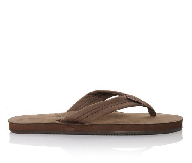 Women's Rainbow Sandals Single Layer Premier Leather -301ALTS Flip-Flops in Espresso color