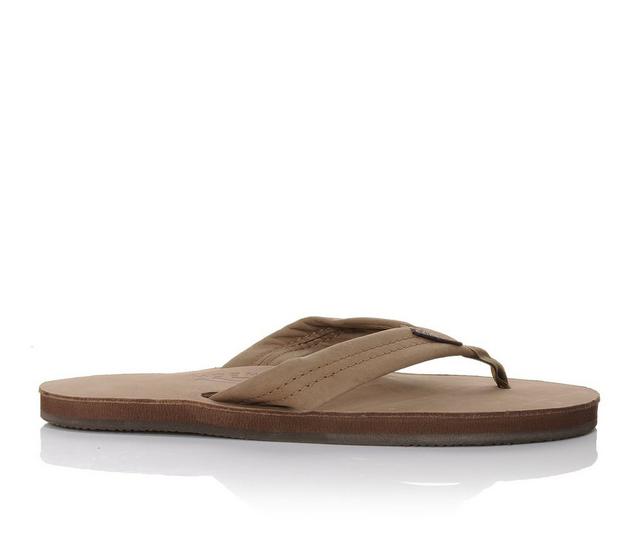 Women's Rainbow Sandals Single Layer Premier Leather -301ALTS Flip-Flops in Dark Brown color