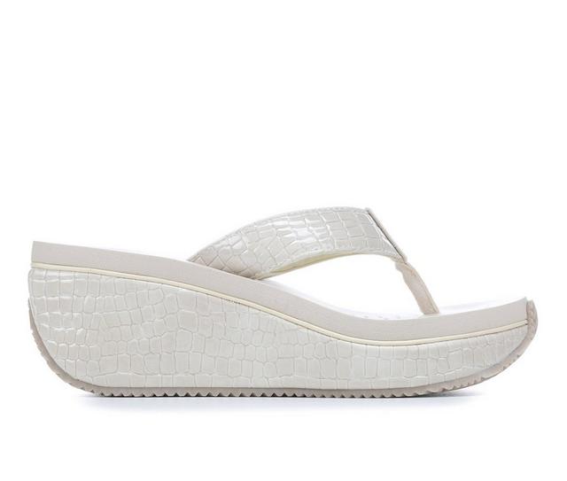 Women's Volatile Frappachino Wedge Flip-Flops in Off White Croco color