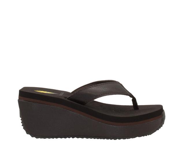 Women's Volatile Frappachino Wedge Flip-Flops in Brown color