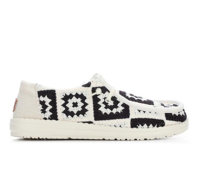 Women's HEYDUDE Wendy Cottage Crochet Casual Shoes in Black/Multi color