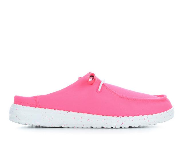 Women's HEYDUDE Wendy Slip Stretch Casual Shoes in Neon Pink color