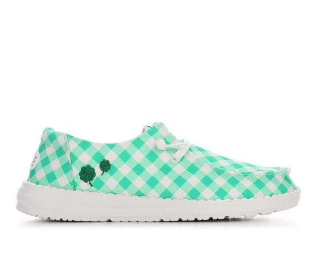 Women's HEYDUDE Wendy Shamrock Casual Shoes in Green/White color