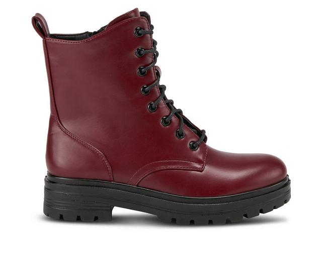 Women's Flexus Callant Combat Boots in Bordeaux color