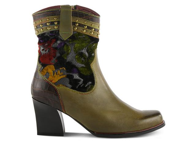 Women's L'Artiste Happytime Booties in Olive Multi color