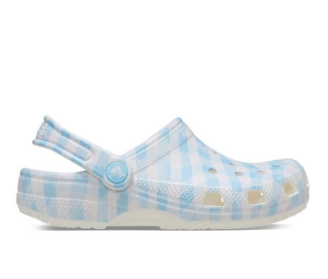 Women's Crocs Classic Gingham Clog in White/Blue color