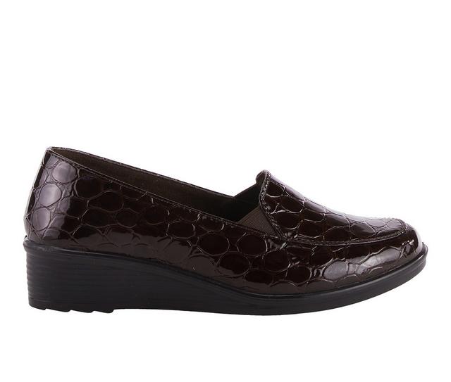 Women's Flexus Biddey Wedged Loafers in Drk Brown Croco color