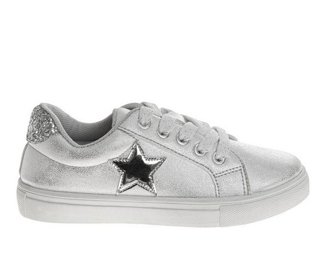 Girls' Kensie Girl Little& Big Kid Metallic Star Lace Up Sneakers in White color