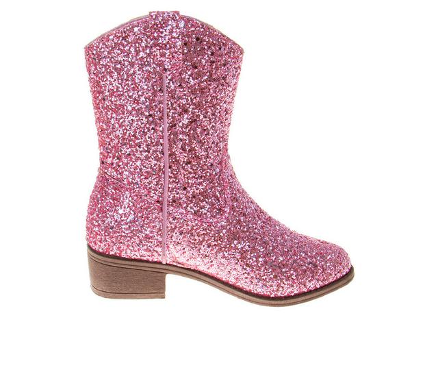 Girls' Kensie Girl Little & Big Kid Morgan Glitter Western Boots in Pink Glitter color