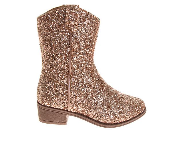 Girls' Kensie Girl Little & Big Kid Morgan Glitter Western Boots in Rose Gold color