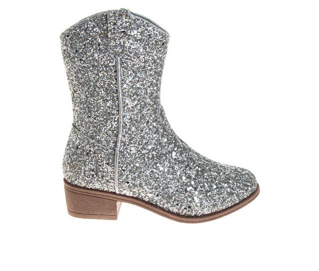 Girls' Kensie Girl Little & Big Kid Morgan Glitter Western Boots in Silver Glitter color