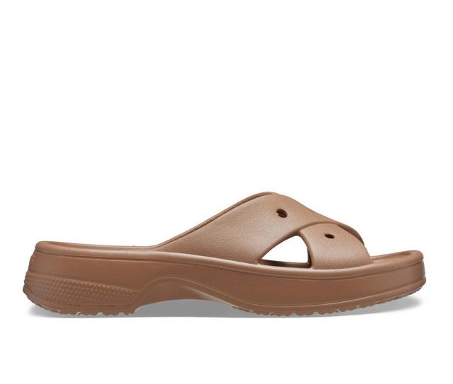 Crocs Classic Cross Strap Sandal in Milk Chocolate color