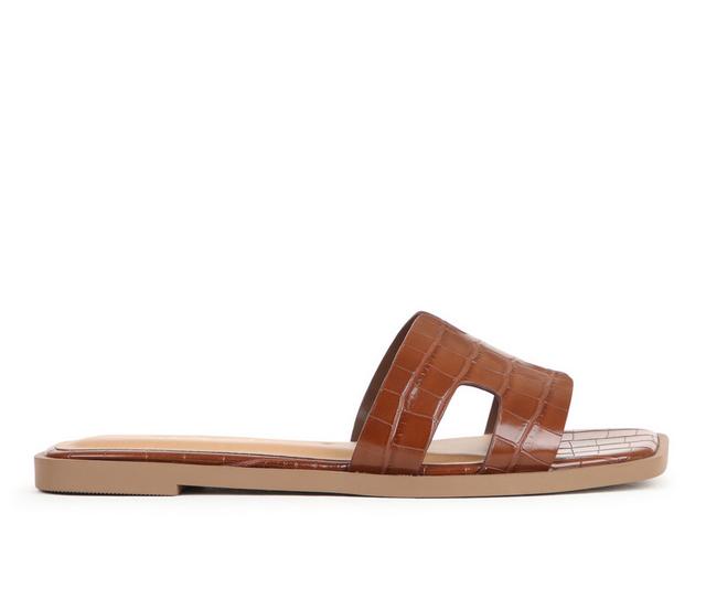 Women's Soda Knit-S Sandals in Dk Tan Croco color