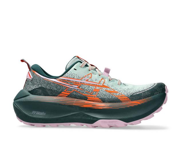 ASICS Trabuco Max 4 Trail Running Shoes in Moss/Orange color
