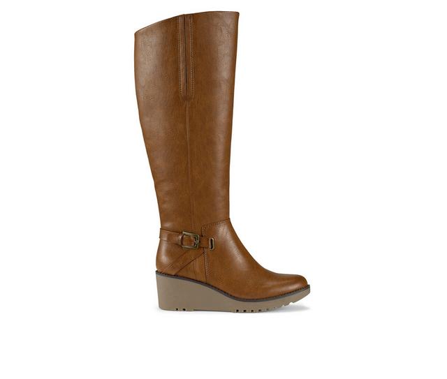 Women's Baretraps Winifred Knee High Wedge Boots in Cognac color