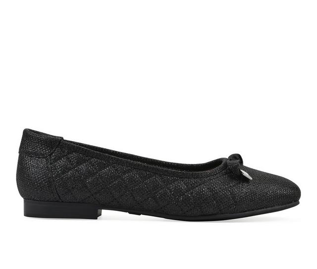 Women's White Mountain Bocah Flats in Black/Glitter color